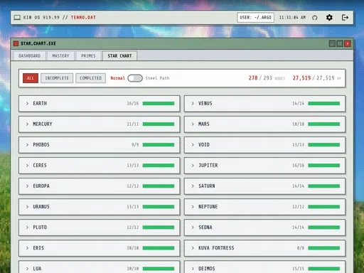 Star chart node completion view